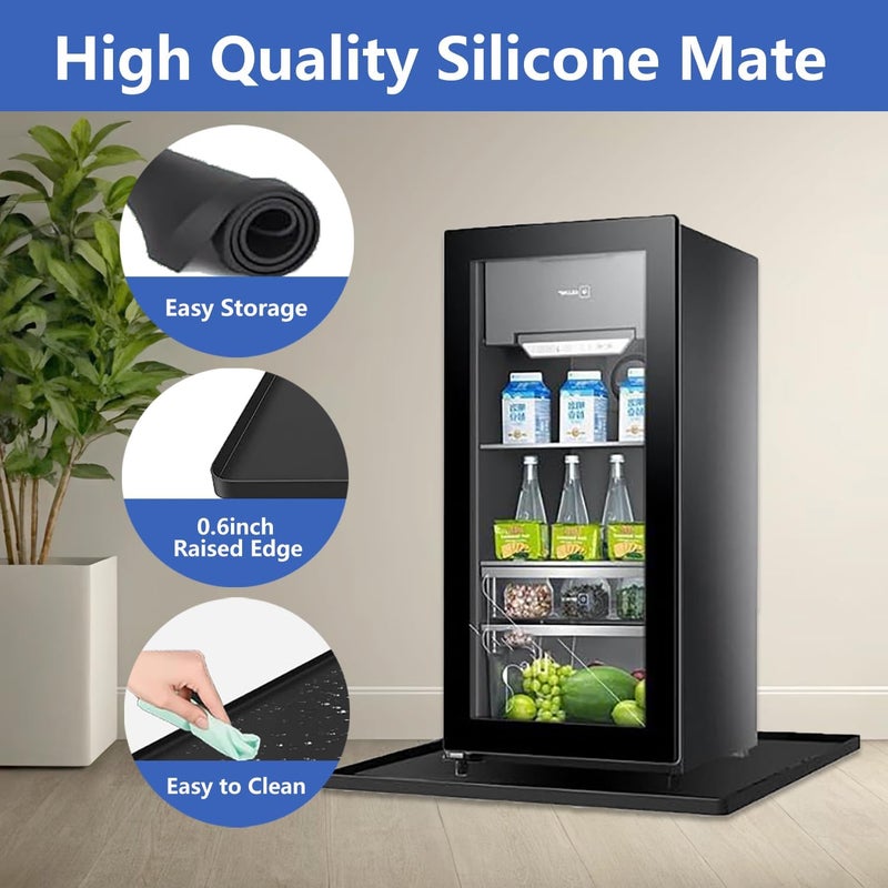 BOYUZHE Mini Fridge Mat, 19.7x19.7x0.6 Inch Silicone Protective Drip Tray with Raised Edge - Leak Proof Floor Guard for Water Dispenser, Washer, Dryer, Pet Bowls - Easy Clean & Foldable - Image 3